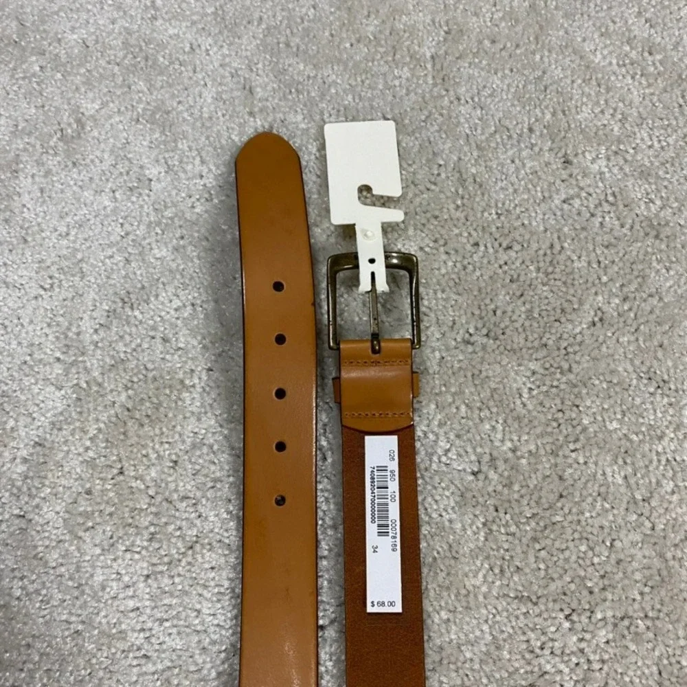 Brooks Brothers Leather Belt Mens 34 Tan Leather Belt Made Italy